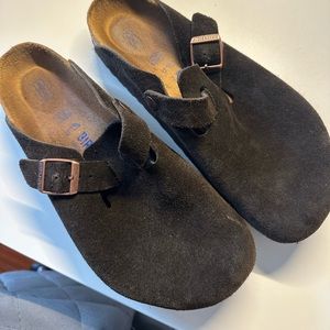 Boston Suede Leather Birkenstock Clogs